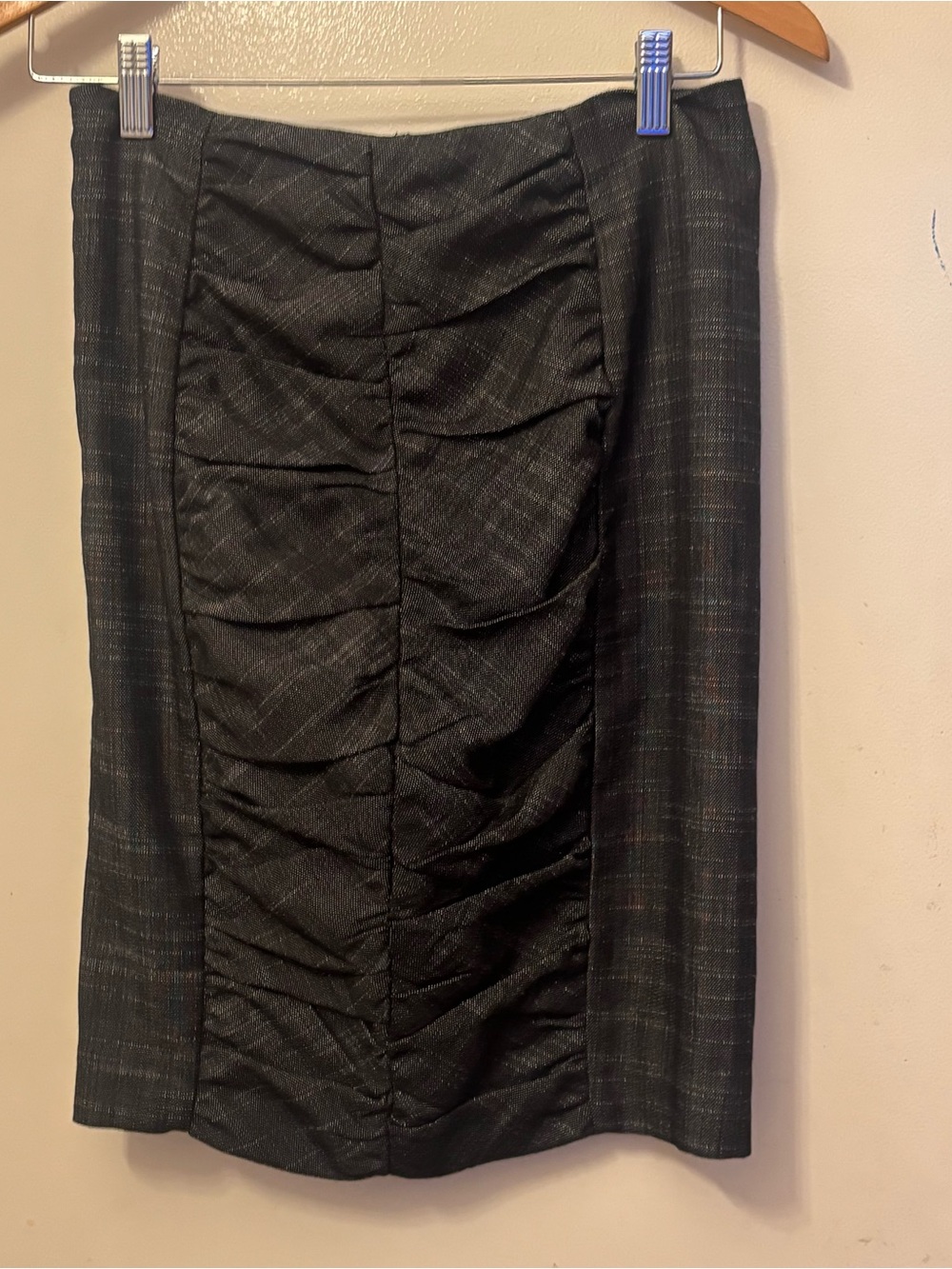 Anthropologie Black Ruched Pencil Skirt
